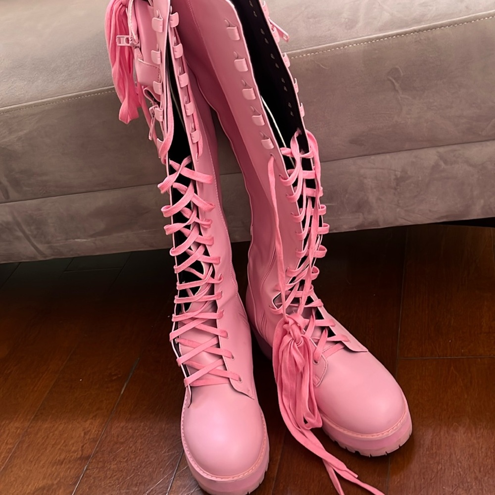 Dolls Kill pink combat boots size 11